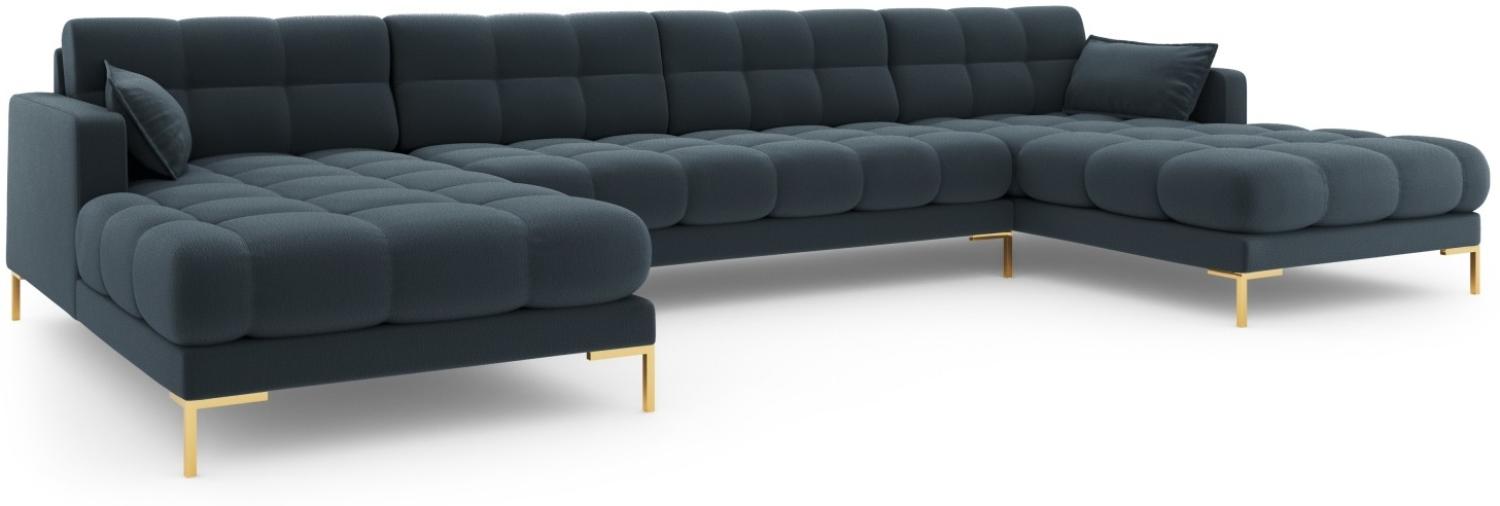 Micadoni 6-Sitzer Panorama Sofa Mamaia | Bezug Blue | Beinfarbe Gold Metal Bild 1