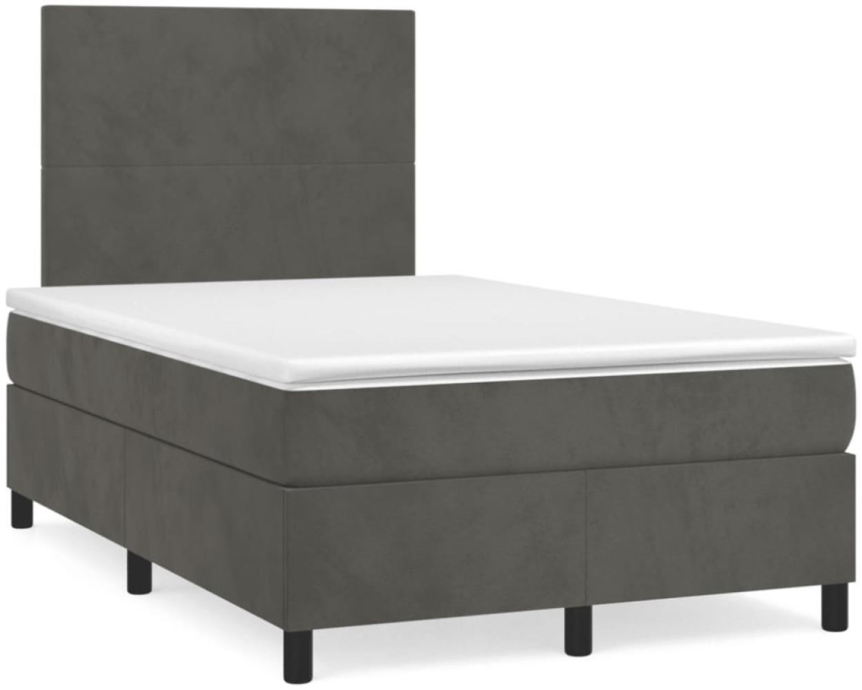 vidaXL Boxspringbett mit Matratze & LED Dunkelgrau 120x190 cm Samt Bild 1