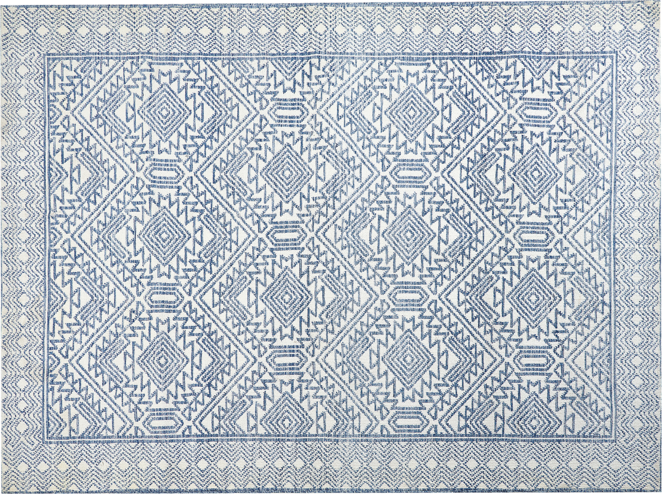 Teppich blau weiß 300 x 400 cm geometrisches Muster KAWAS Bild 1