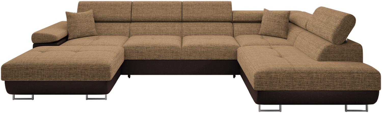 Ecksofa Torezio Bis mit Bettkasten, Schlaffunktion und Einstellbare Kopfstützen (Farbe: Soft 066 + Lux 03, Seite: Rechts) Bild 1