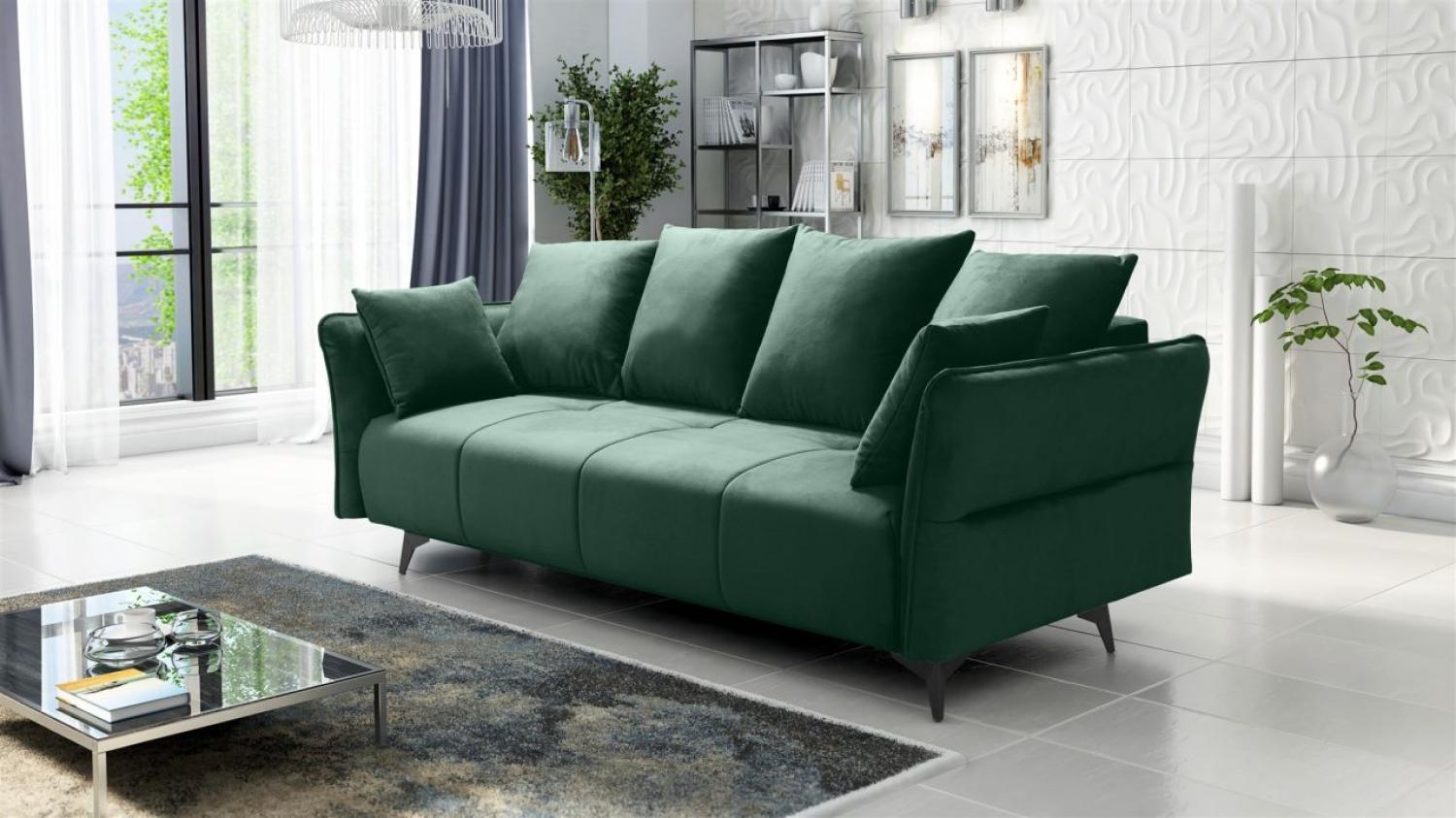 Schlafsofa Sofa 3-Sitzer SADIE Stoff Element Dunkelgrün Bild 1