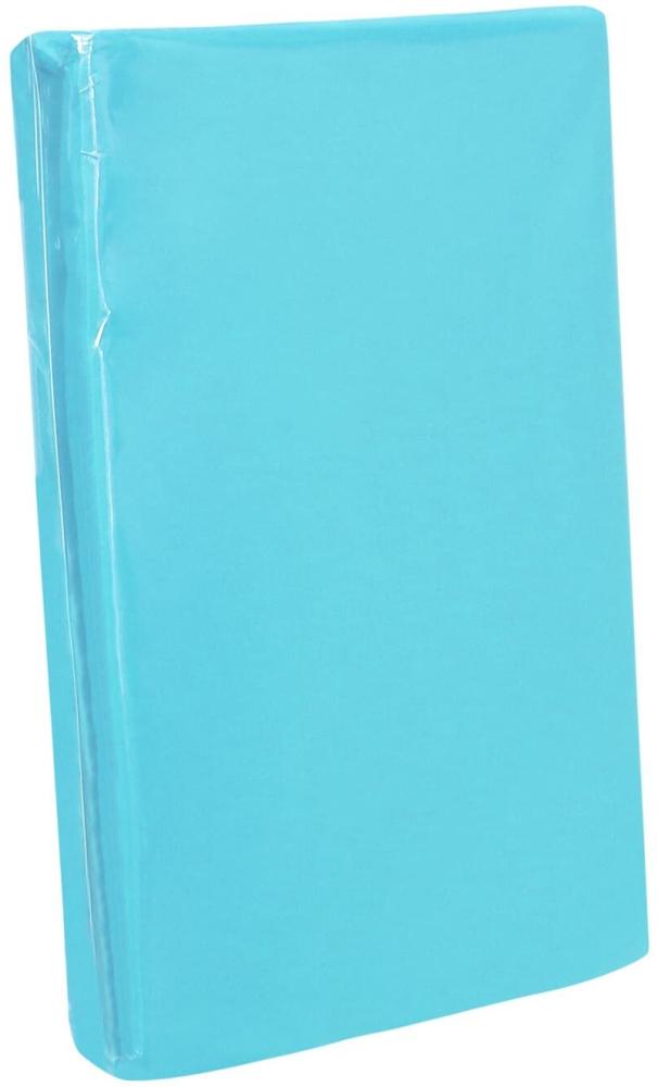 Traumschlaf Zwirn Elasthan Spannbetttuch De-Luxe | 200x220 - 220x240 cm | eisblau Bild 1