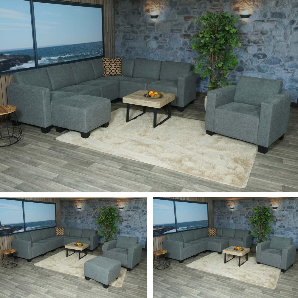 Modular Sofa-System Couch-Garnitur Lyon 6-2, Stoff/Textil ~ grau Bild 1