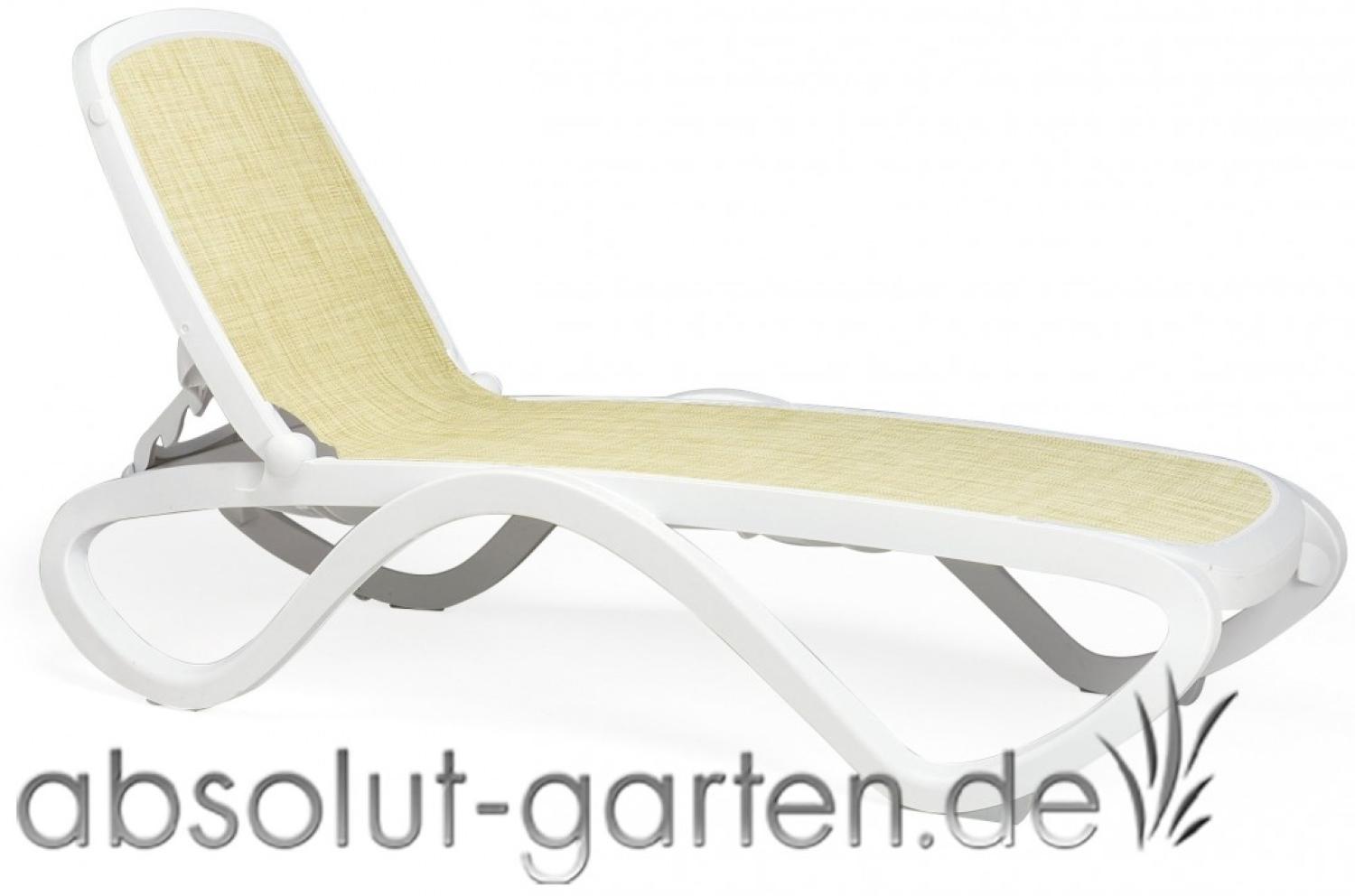 Gartenliege Omega Kunststoff Textil (Bianco / beige) Bild 1