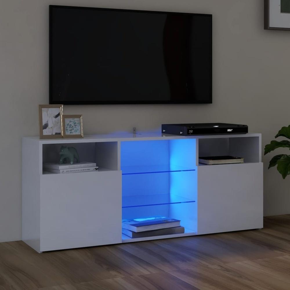 TV-Schrank mit LED-Leuchten Hochglanz-Weiß 120x30x50 cm Bild 1
