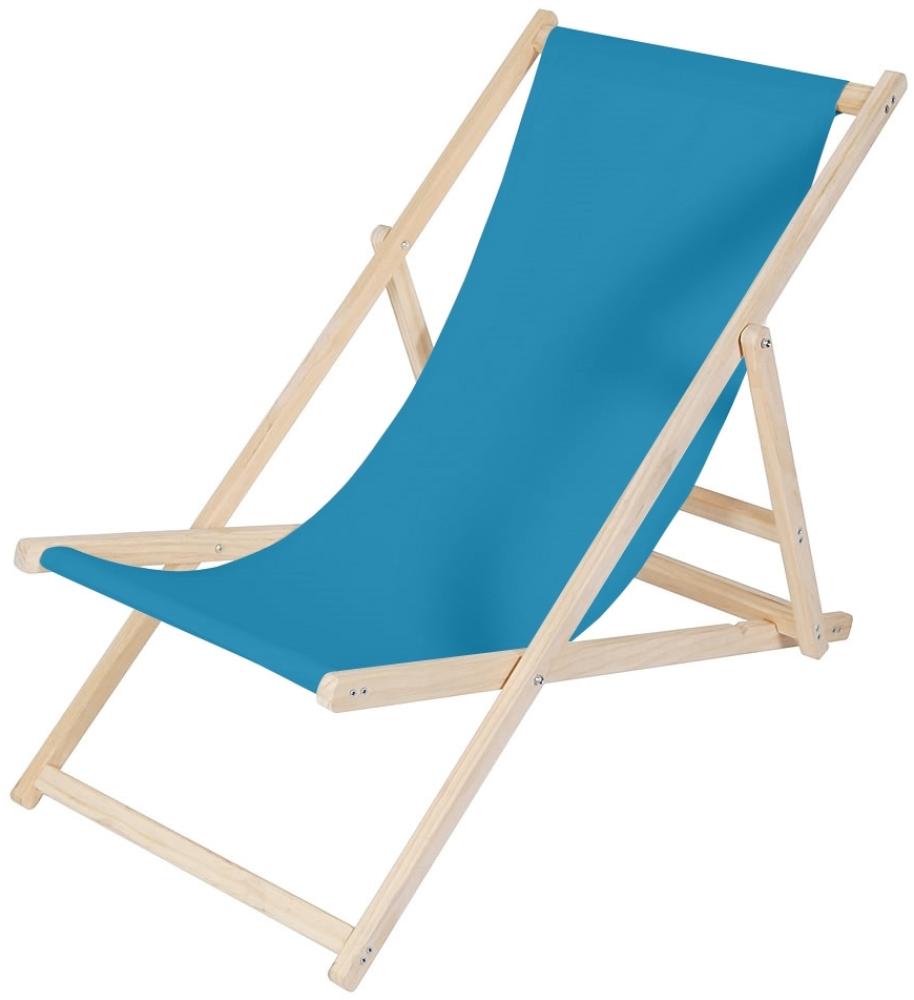 Strandliege Holz Liegestuhl Gartenliege Sonnenliege Strandstuhl Relaxliege Balkonliege - klappbar - Hellblau Bild 1