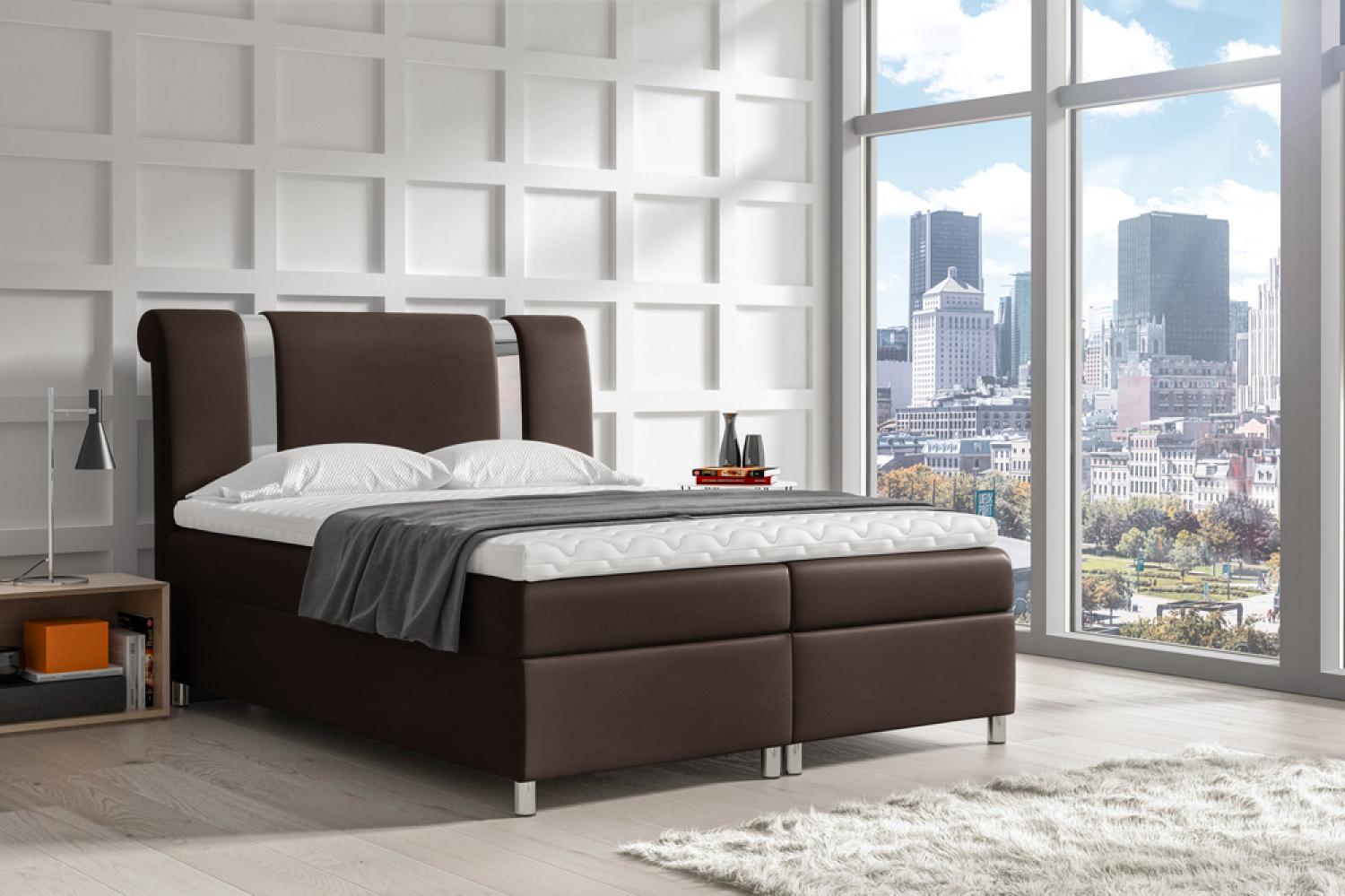 Stylefy 'Asuncion' Boxspringbett Kunstleder Madryt Braun 160 x 200 cm Bild 1