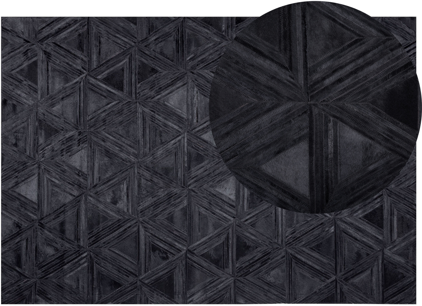 Teppich Kuhfell schwarz 160 x 230 cm geometrisches Muster KASAR Bild 1