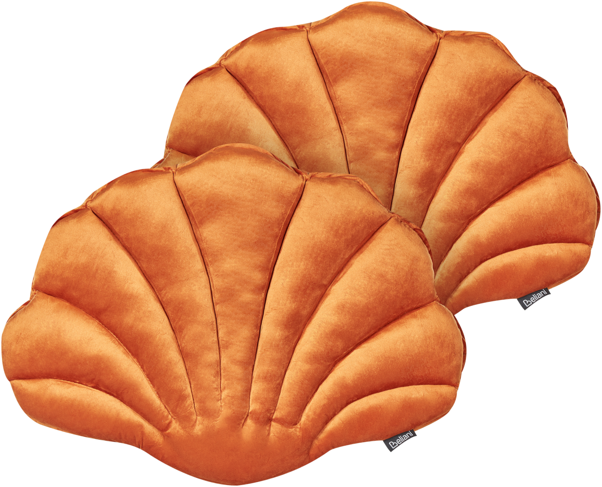 Dekokissen Muschelform Samtstoff orange 47 x 35 cm 2er Set CONSOLIDA Bild 1