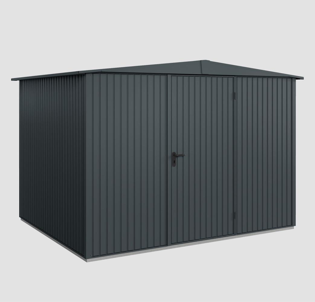 Hörmann Ecostar Aktionsangebot Metall-Gerätehaus Trend mit Satteldach Typ 3, 238 x 303 cm , anthrazitgrau, 7,2 m²,1-flüglige Tür Bild 1