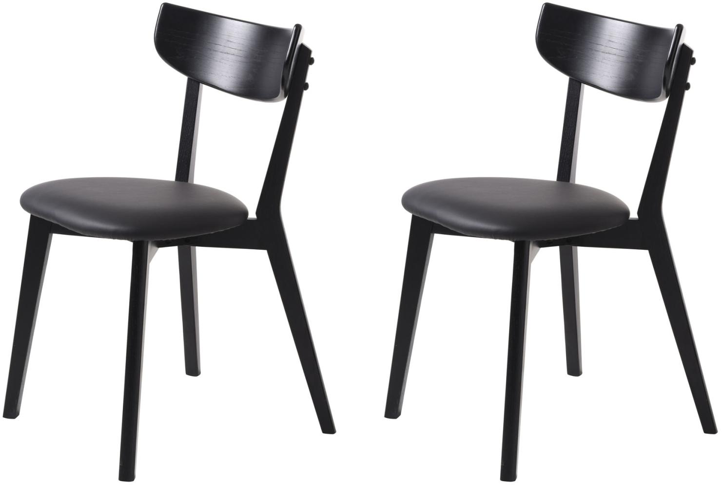 Stuhl >PERO< (2er Set) in schwarz aus Eiche - 48x81x50cm (BxHxT) Bild 1