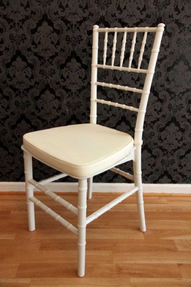Casa Padrino Designer Acryl Stuhl inkl Sitzkissen Weiß/Creme - Ghost Chair white - Polycarbonat Möbel - Acryl Möbel - Geisterstuhl Bild 1