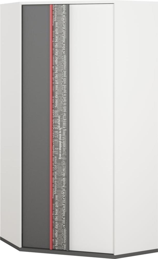 Eckschrank "Philosophy" Kleiderschrank 95x95cm weiß graphit rot mit Schrift Print Bild 1