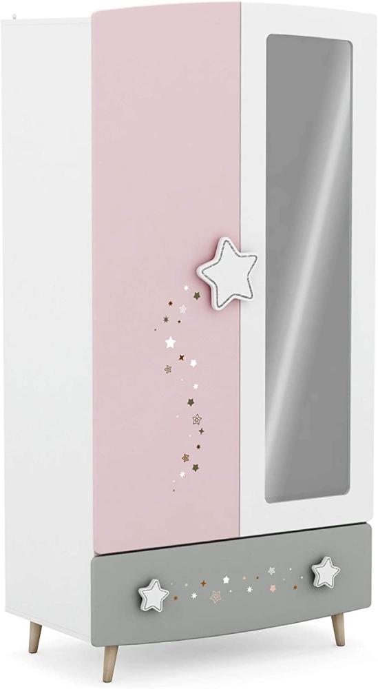 Steiner Kleiderschrank 'Ines 08' weiß/rosa/grau Bild 1