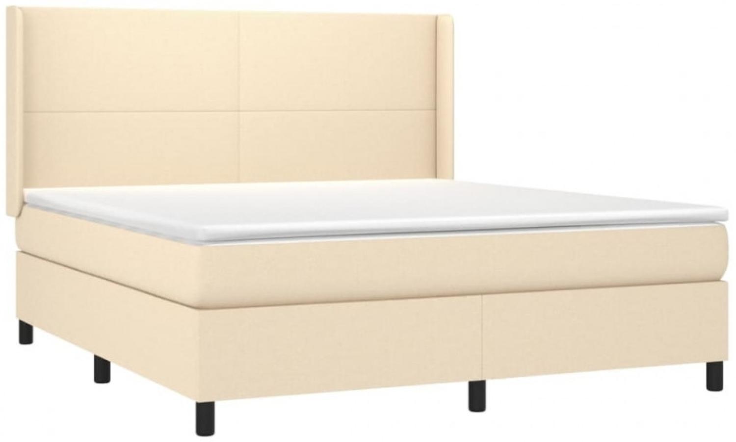 vidaXL Boxspringbett mit Matratze & LED Stoff Creme 160 x 200 cm, Härtegrad: H2 [3138170] Bild 1