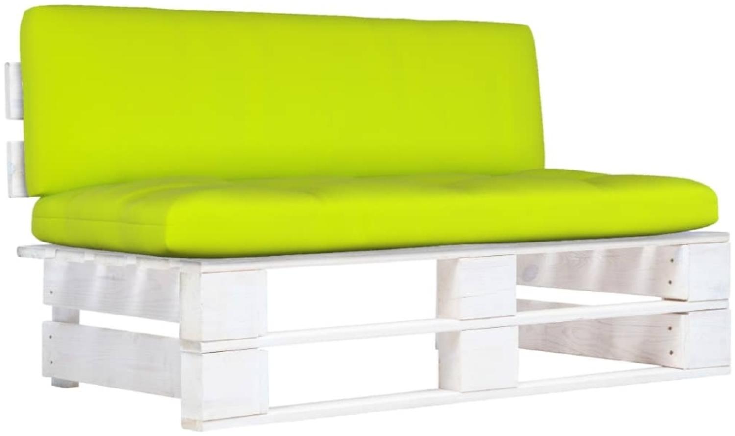 vidaXL Outdoor-Mittelsofa Paletten Kiefernholz Imprägniert Weiß Bild 1