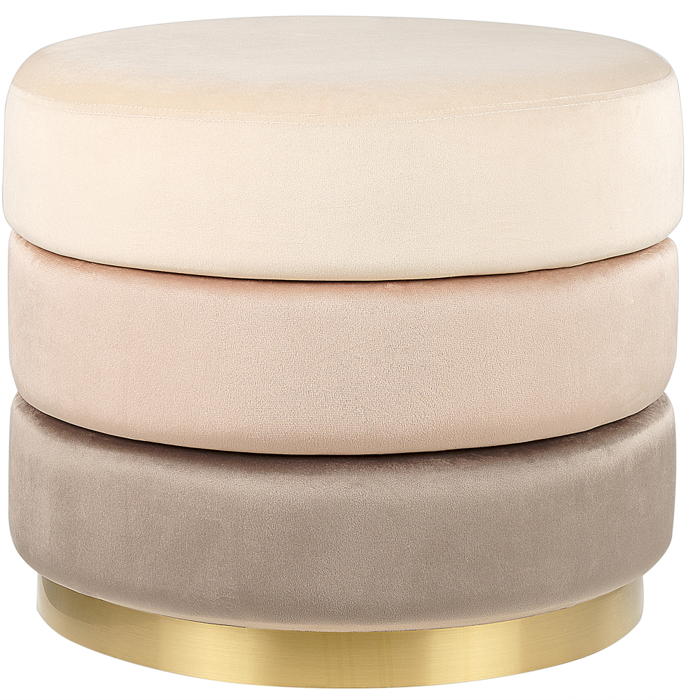 Pouf Samtstoff beige gold ⌀ 48 cm rund LOUIN Bild 1