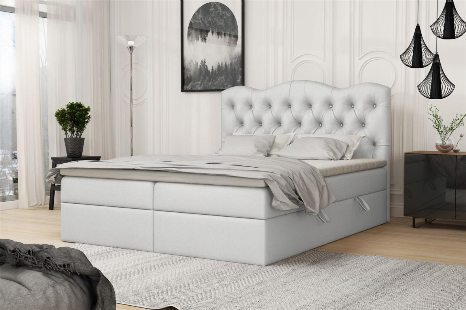 Boxspringbett Schlafzimmerbett LODOS 140x200cm Kunstleder Soft Weiss Bild 1