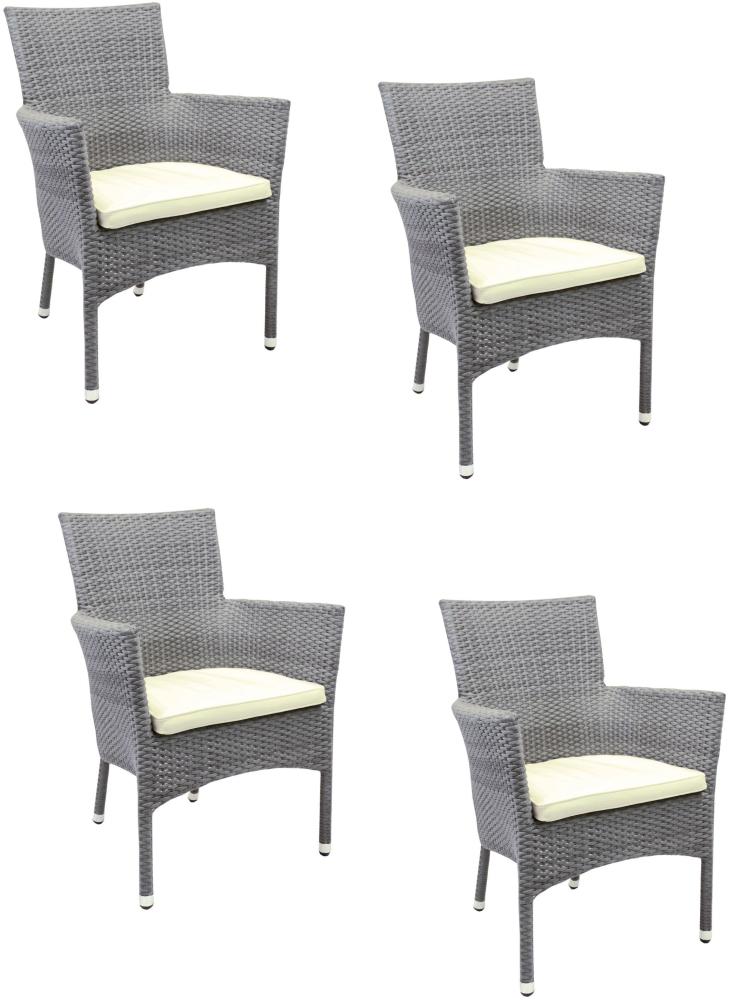 4x Konway MILANO Stapelsessel granit + Sitzkissen Polyrattan Garten Sessel Stuhl Bild 1