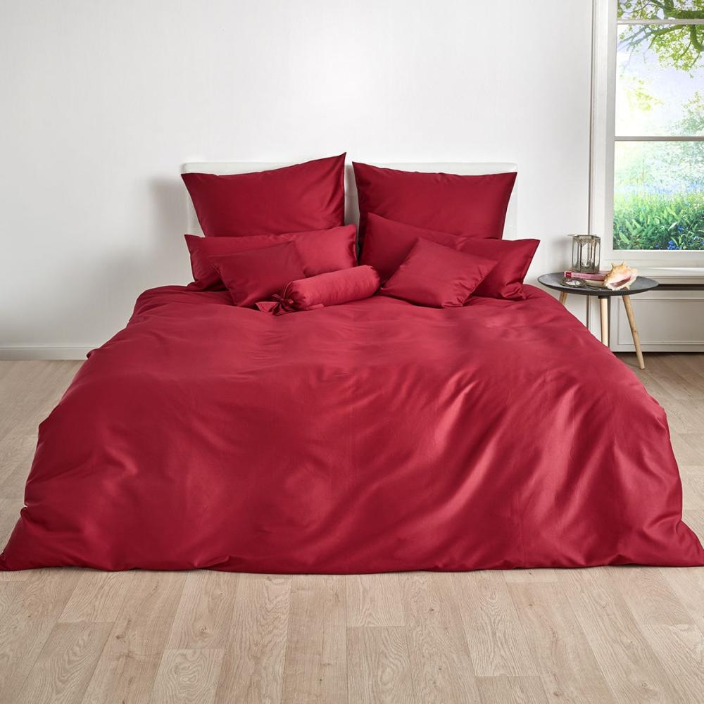 Traumschlaf Uni Mako-Satin Bettwäsche, Bettbezüge und Kissenbezüge einzeln|Bettbezug einzeln 200x220 cm| bordeaux Bild 1