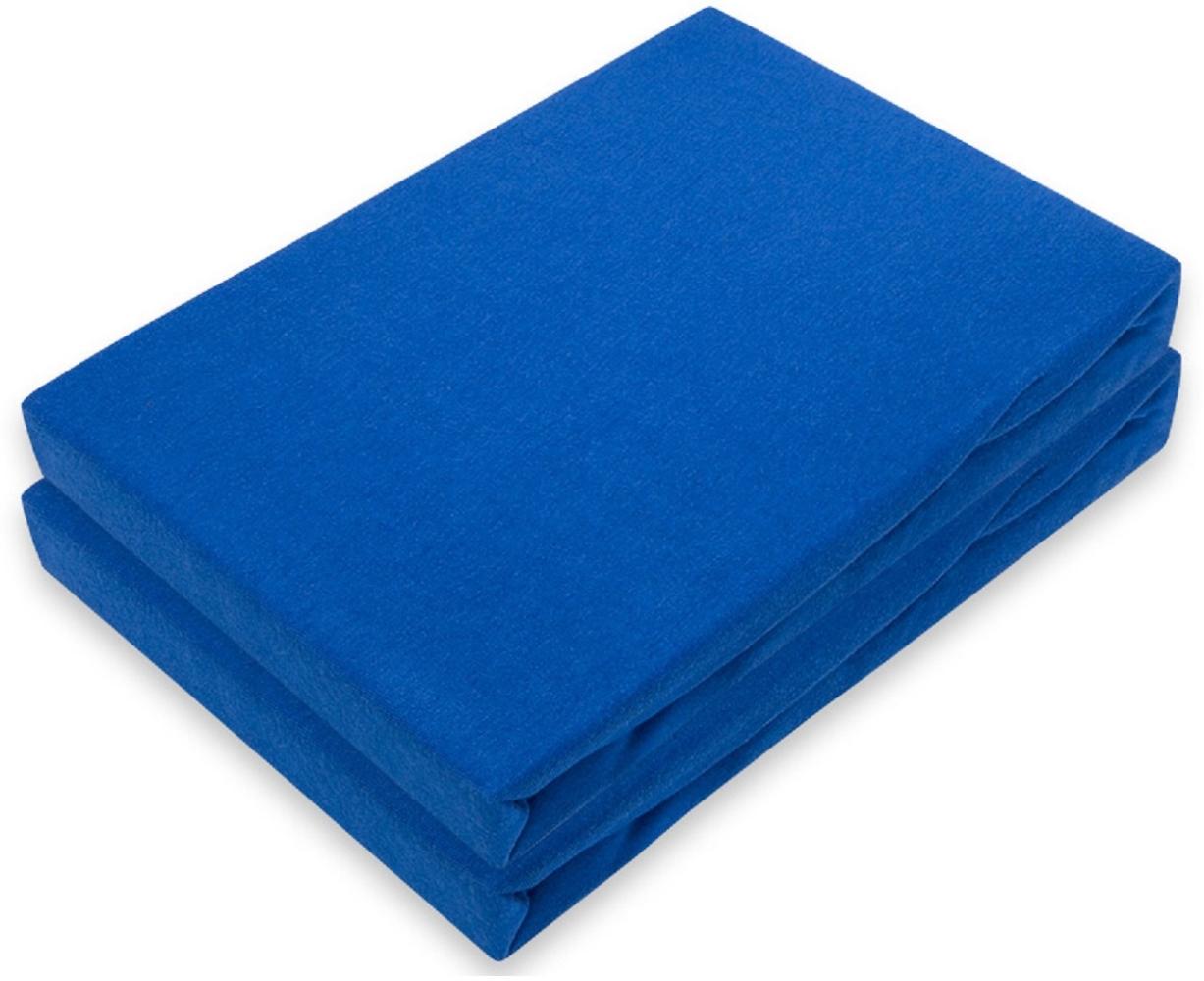 Marke Jersey Spannbettlaken Doppelpack 180 - 200 x 200 cm Royalblau Bild 1