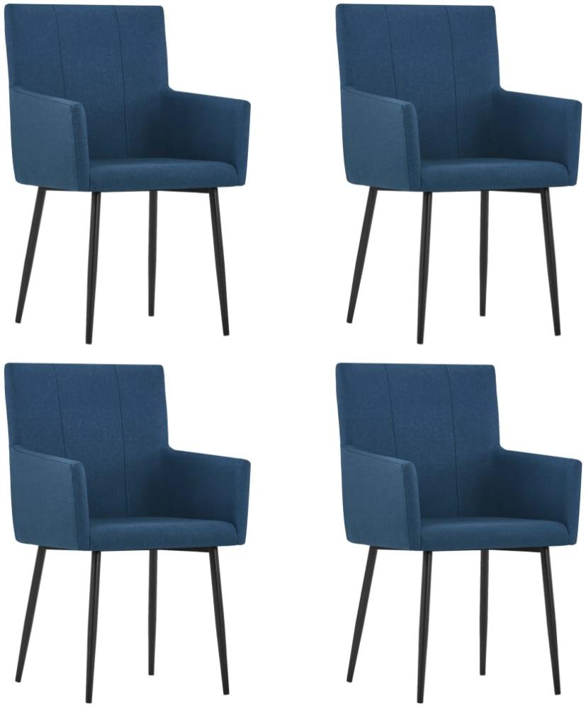 vidaXL Esszimmerstühle mit Armlehnen 4 Stk. Blau Stoff Bild 1