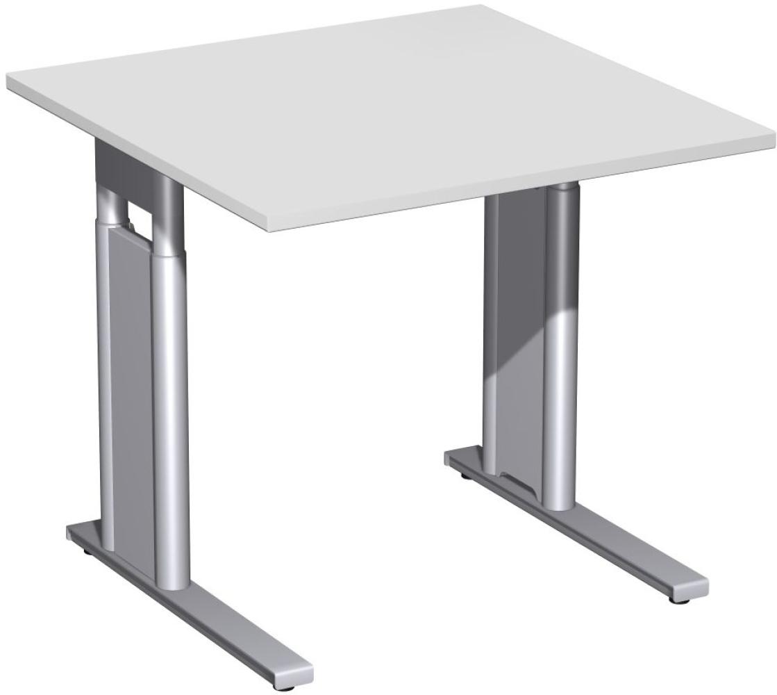 Schreibtisch 'C Fuß Pro' höhenverstellbar, 80x80cm, Lichtgrau / Silber Bild 1