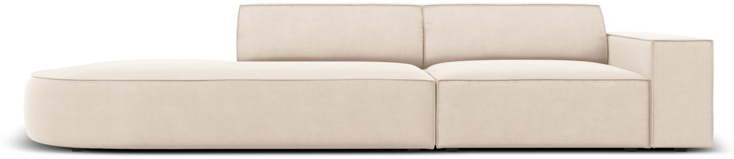 Micadoni 3-Sitzer Links Samtstoff Sofa Jodie | Bezug Light Beige | Beinfarbe Black Plastic Bild 1