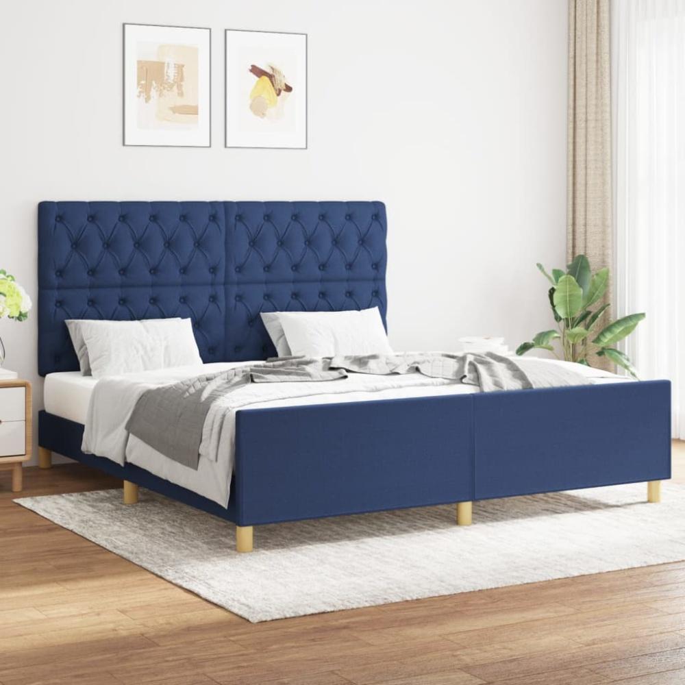 Doppelbett mit Kopfteil Stoff Blau 160 x 200 cm [3125314] Bild 1