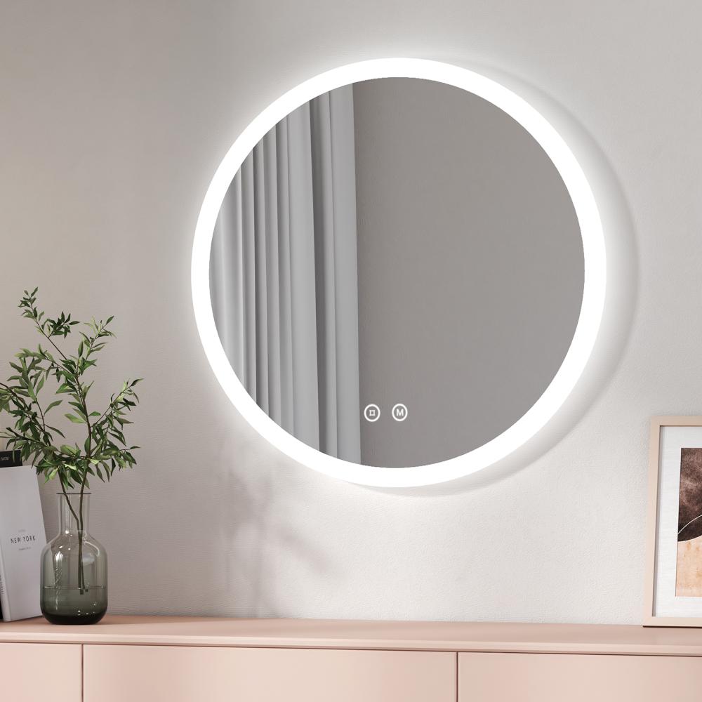 EMKE Badspiegel mit Beleuchtung Rund Badezimmerspiegel ф80cm, 3 Lichtfarbe, Touch-Schalter, Beschlagfrei, Speicherfunktion Bild 1