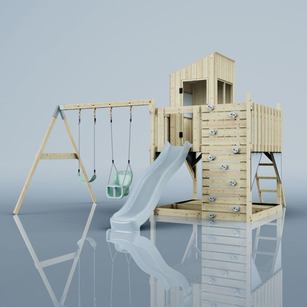 PolarPlay Spielturm Henry aus Holz in Blau Bild 1