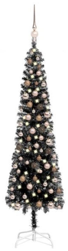 vidaXL Schlanker Weihnachtsbaum mit LEDs & Kugeln Schwarz 150 cm, Mit Beleuchtung [3078071] Bild 1