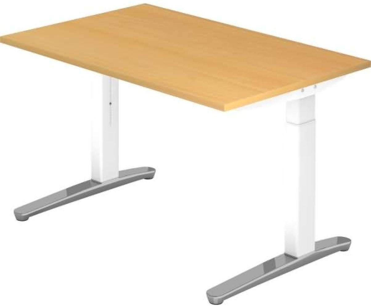 'XB12' Schreibtisch, C-Fuß, poliert, 120x80cm, Buche / Weiß Bild 1