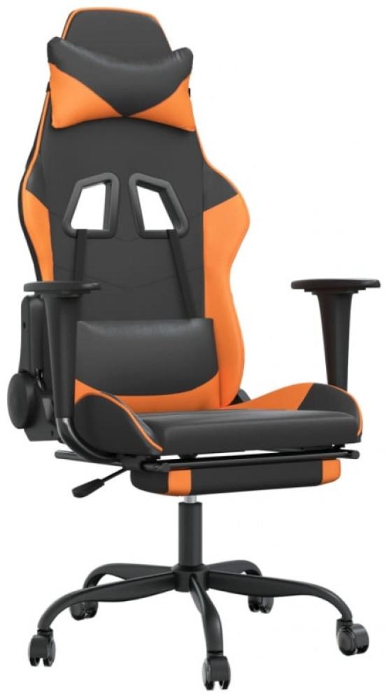 vidaXL Gaming-Stuhl mit Massage & Fußstütze Schwarz Orange Kunstleder, Drehbar [345417] Bild 1