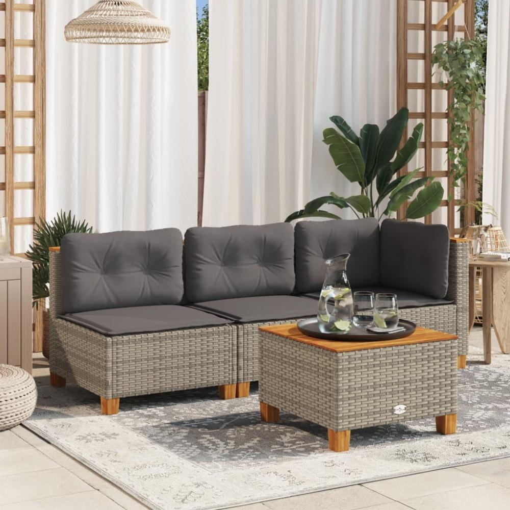 vidaXL Gartensofa mit Kissen 3-Sitzer Grau Poly Rattan Bild 1