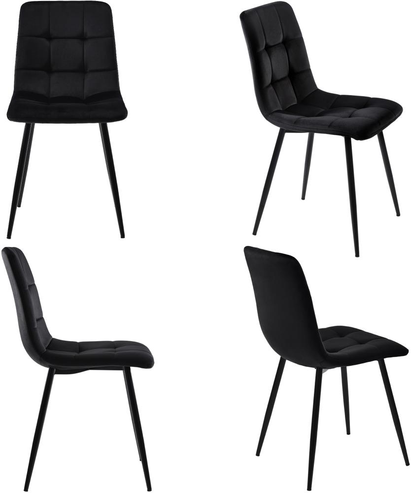 Merax Esszimmerstuhl (4 St), Schwarz,4er-Set Polsterstuhl Design Stuhl mit Rückenlehne,Sitzfläche aus Samt Gestell aus Metall Bild 1