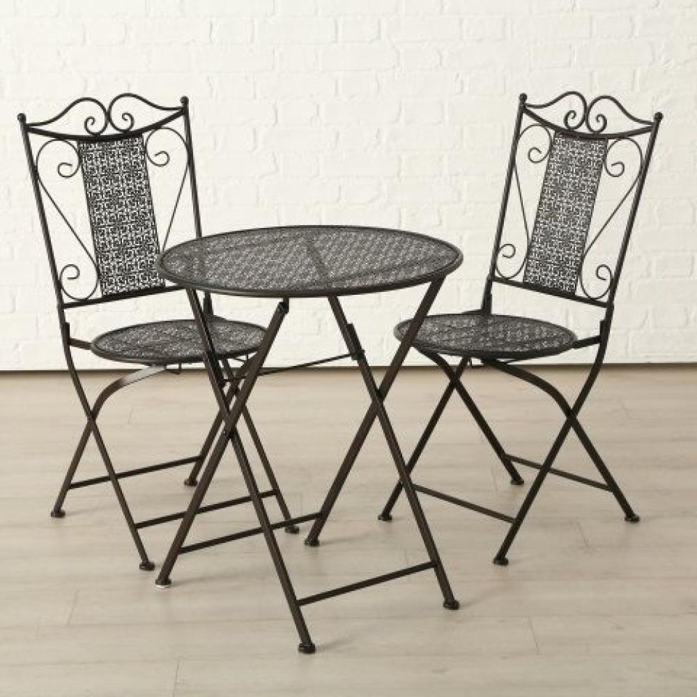 Boltze Gartenset bestehend aus Tisch und 2 Stühlen aus Metall Bild 1