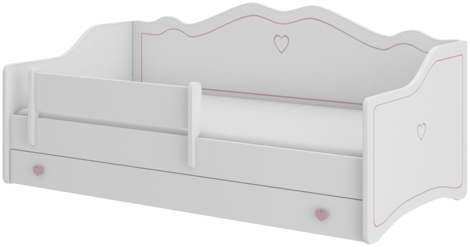 Kinderbett MEKA B + Matratze, 80x160, Weiß/rosa Bild 1