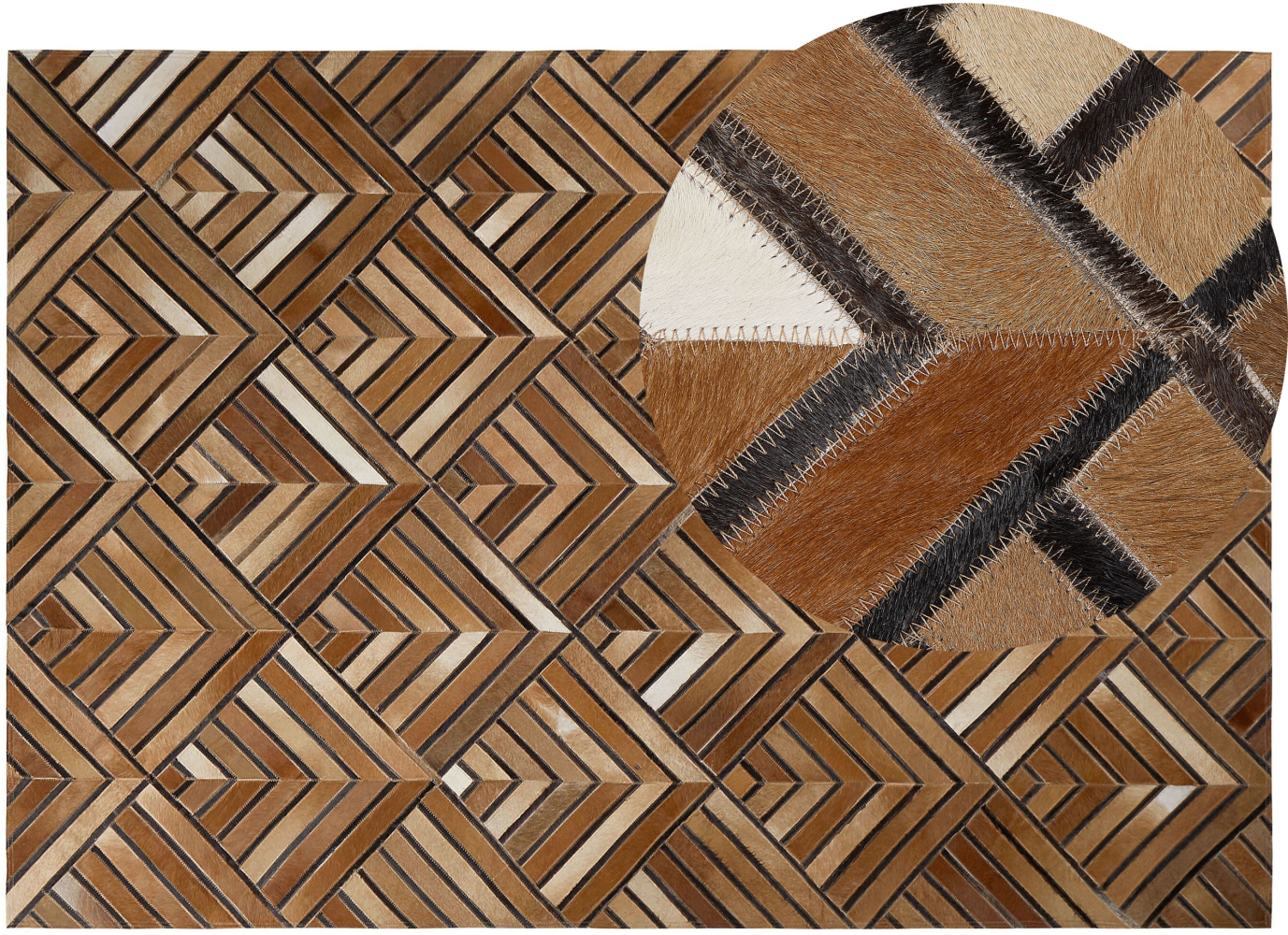 Teppich Kuhfell braun 160 x 230 cm geometrisches Muster Kurzflor TEKIR Bild 1