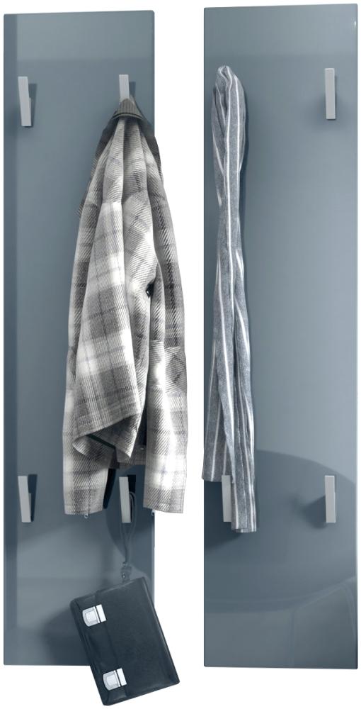 Vladon Wandpaneel 120, Garderobenpaneel bestehend aus 2 Paneelen, Grau Hochglanz (je 28 x 120 x 2 cm) Bild 1