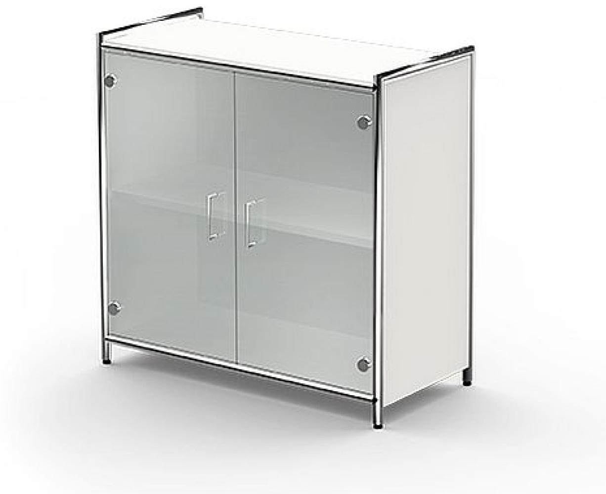 Sideboard mit Glastüren Artline, 80x38x78cm, Anthrazit / Glas Bild 1