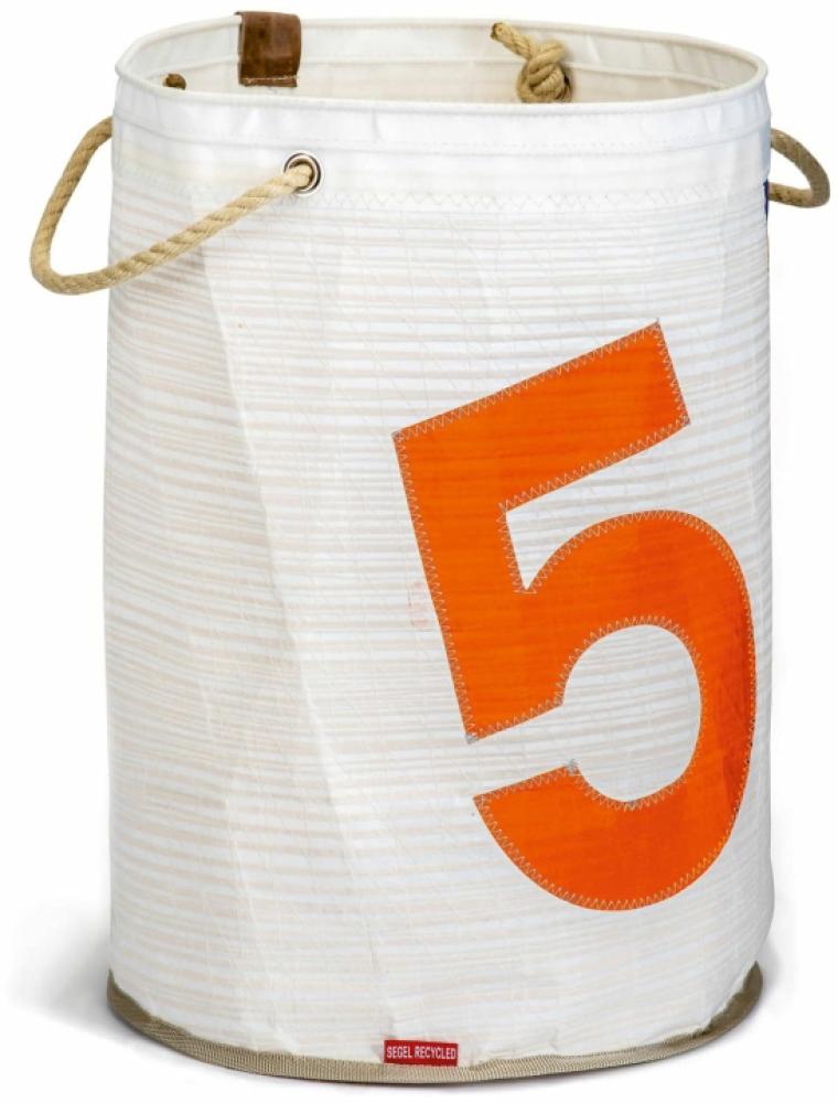 Wäschekorb Pütz Weiss Zahl Neon Orange aus Recycling Segeltuch Bild 1