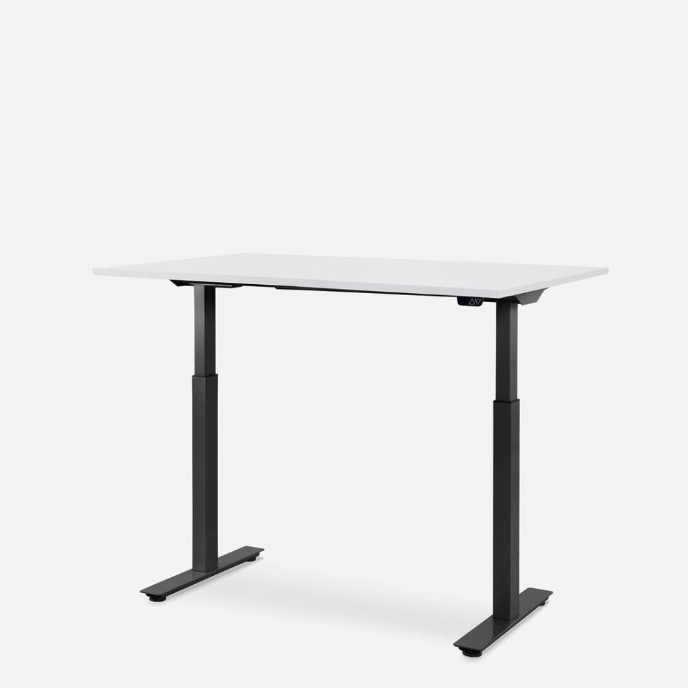 120 x 80 cm WRK21® SMART - Weiss Uni / Schwarz elektrisch höhenverstellbarer Schreibtisch Bild 1