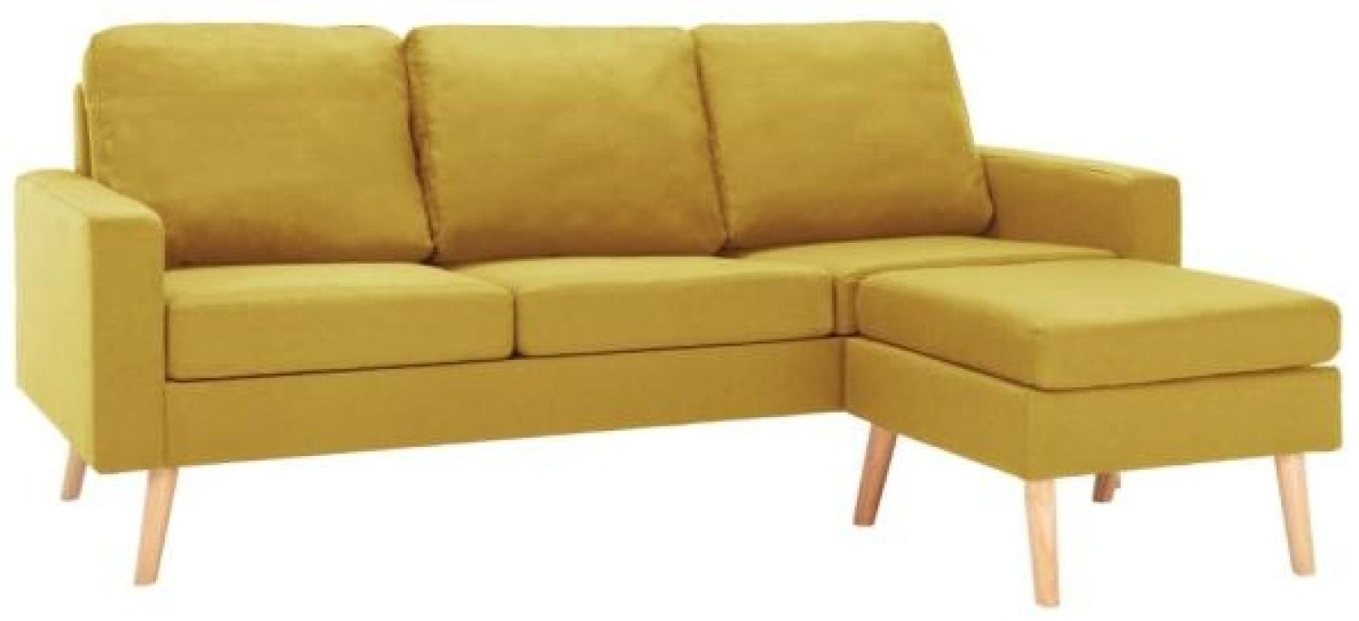 vidaXL 3-Sitzer-Sofa mit Hocker Gelb Stoff Bild 1