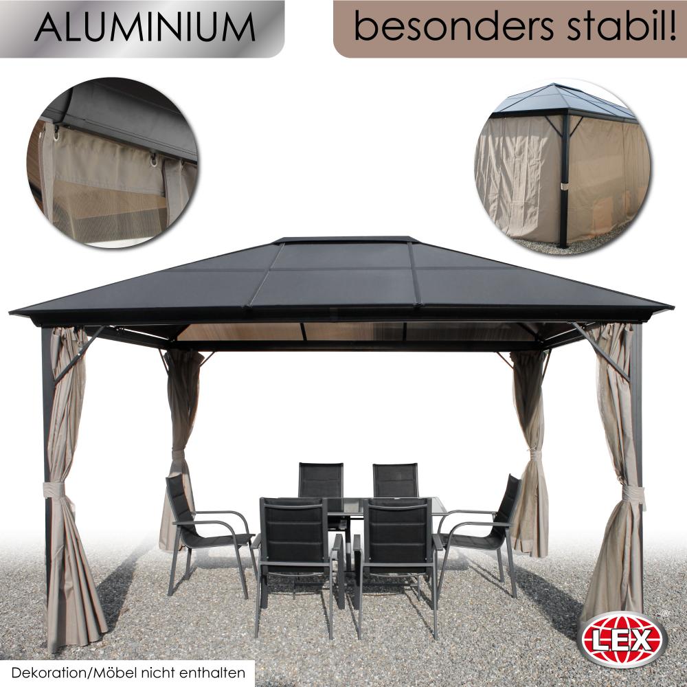 XXL Luxus Pavillon 3x4 m Alu Gartenpavillon Gartenzelt Hardtop inkl. Seitenteile Bild 1