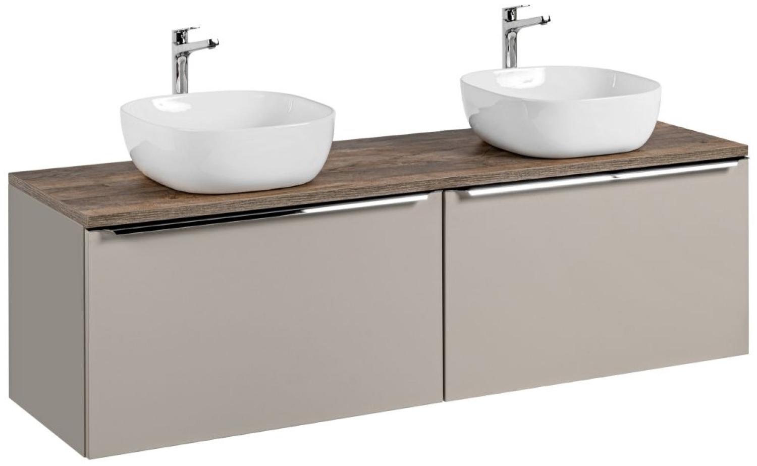 Waschtischunterschrank 4-tlg AKAN 160cm Taupe inkl. Waschtisch Bild 1