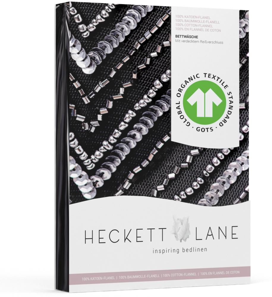 Heckett & Lane Flanell Bettwäsche 155x220 Loretta Zickzack Pailetten schwarz Bild 1