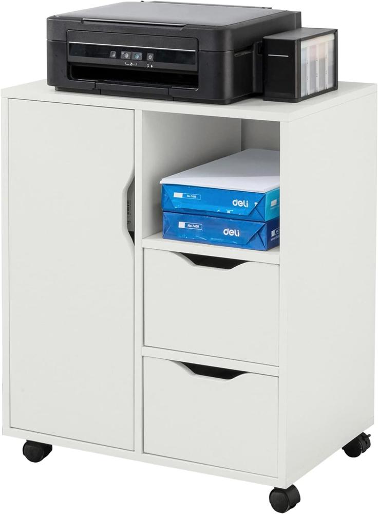 Druckertisch mit 2 Schubladen und 1 Tür PB Weiß FBT105-W Bild 1