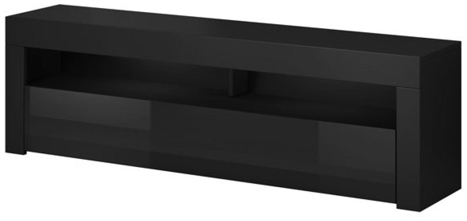 Lowboard "Mex" TV-Unterschrank 140 cm schwarz Hochglanz Bild 1