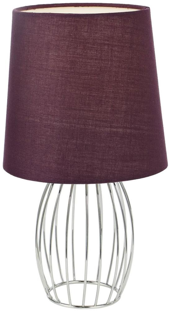 LED Tischlampe, Textil lila, Gitterfuß chrom, H 29 cm Bild 1